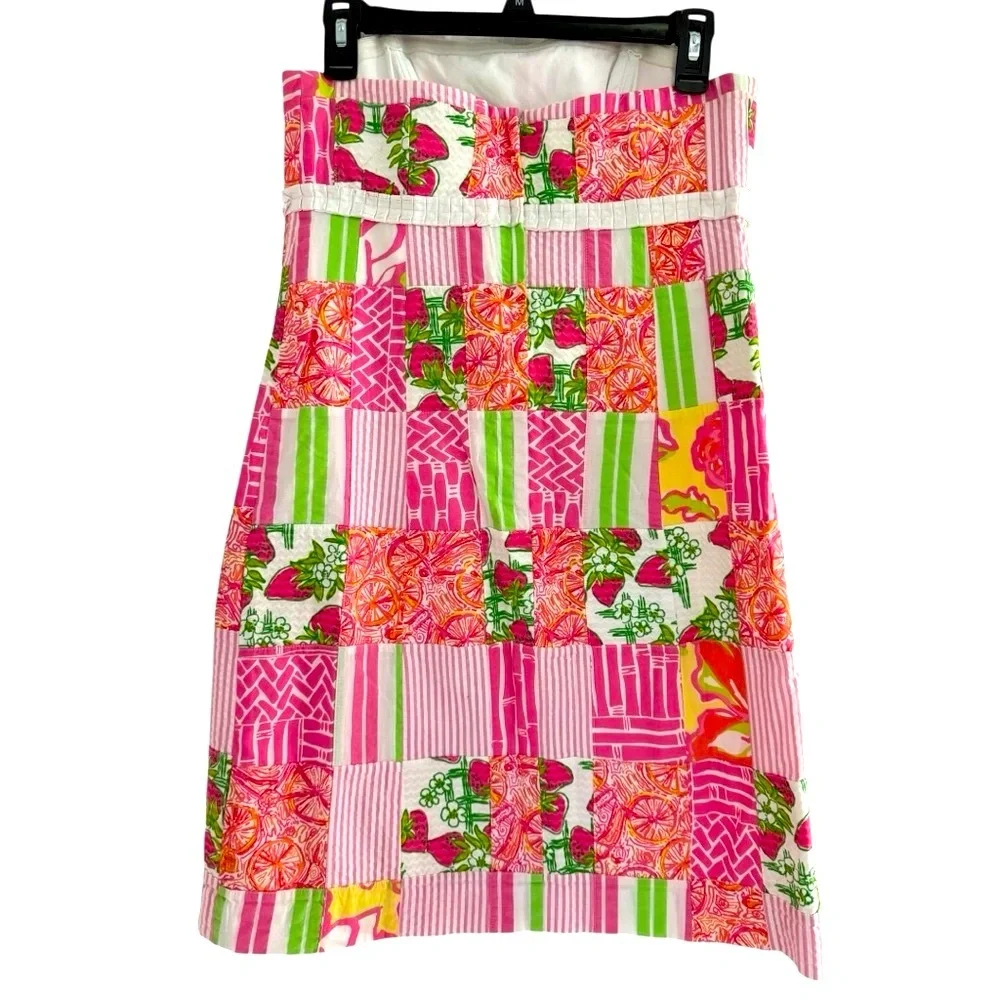 Classic Lilly Pulitzer sundress with a strapless neckline and A-line silhouette